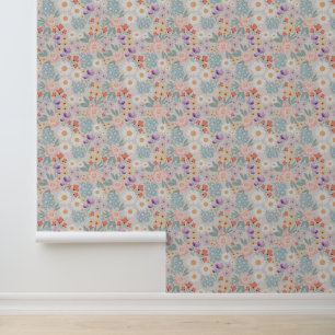 Waterverf Boho Pink Floral Behang
