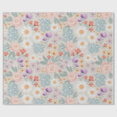 Waterverf Boho Pink Floral Cadeaupapier (Vlak)