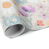 Waterverf Boho Pink Floral Cadeaupapier (Rol Hoek)