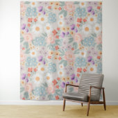 Waterverf Boho Pink Floral Wandkleed (In situ)