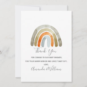 Waterverf Boho Rainbow Baby shower  Bedankkaart