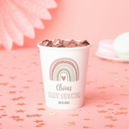 Waterverf Boho Rainbow Baby shower Papieren Bekers (Insitu)