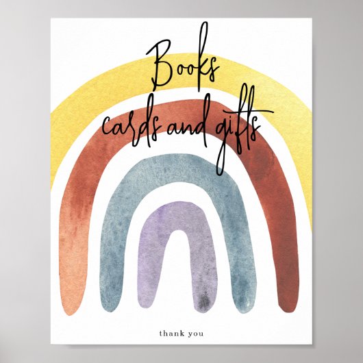 Waterverf Boho Rainbow Books-kaarten en geschenken Poster (Voorkant)