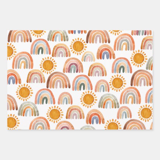 Waterverf Boho Rainbow en Sun Inpakpapier Vel (Voorkant 3)