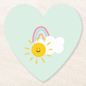 Waterverf Boho Rainbow en Sun Kartonnen Onderzetters (Voorkant)