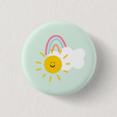 Waterverf Boho Rainbow en Sun Ronde Button 3,2 Cm (Voorkant)