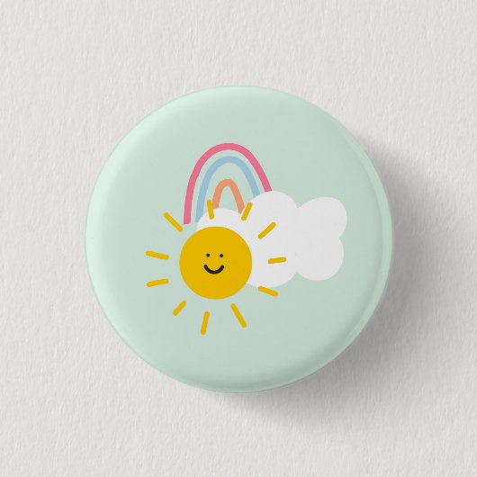 Waterverf Boho Rainbow en Sun Ronde Button 3,2 Cm (Voorkant)