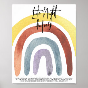 Waterverf Boho Rainbow Late Night Diapers Poster