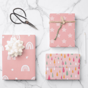 Waterverf Boho Regenboog en Sterren Inpakpapier Vel