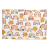 Waterverf Boho Regenboog en zon gepersonaliseerd Kussensloop (Achterkant)