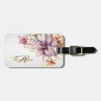 Waterverf Boho Roze Bloemen Elegant Stijlvol Bagagelabel