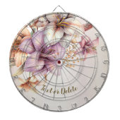 Waterverf Boho Roze Bloemen Elegant Stijlvol Dartbord (Voorkant)