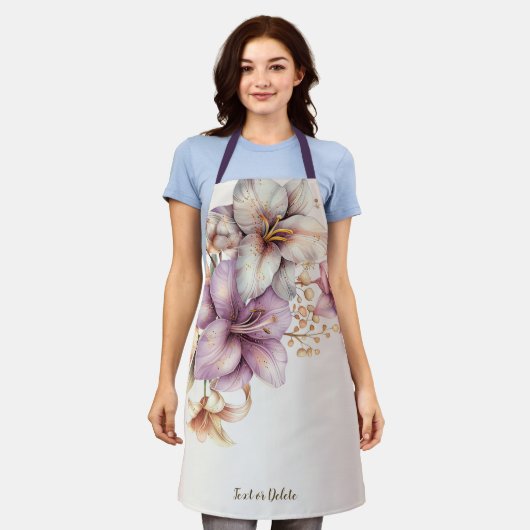 Waterverf Boho Roze Bloemen Elegant Stijlvol Schort (Gedragen)