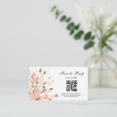 waterverf Boho Roze Bloemen RSVP QR Code Huwelijk Informatiekaartje (Staand voorkant)