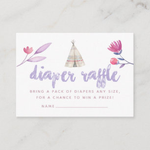Waterverf Boho Stam Baby Shower Luier Raffle Informatiekaartje