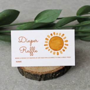 Waterverf Boho Sun Baby shower Diaper Raffle Informatiekaartje