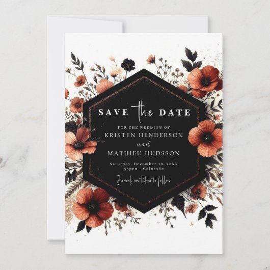 Waterverf Boho Terracotta bruiloft Save The Date (Voorkant)