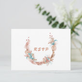 Waterverf Boho Terracotta Floral Wedding RSVP Kaartje (Staand voorkant)