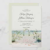 Waterverf Boho Wedding Invitat Romance Oceanfront Kaart (Voorkant / Achterkant)
