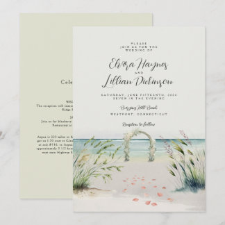 Waterverf Boho Wedding Invitat Romance Oceanfront Kaart