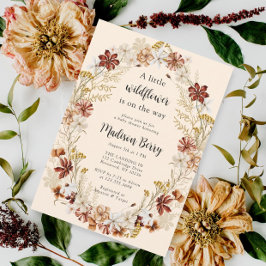 Waterverf Boho Wildflower Baby shower Kaart
