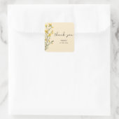 Waterverf boho wildflower geel BabyShower Vierkante Sticker (Tas)