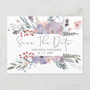 Waterverf Boho Wildflowers SAVE THE DATE Briefkaar Briefkaart