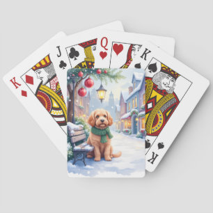 Waterverf Bolognese Festieve Stad Bank Kerstmis Pokerkaarten
