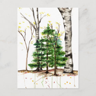 waterverf bomen briefkaart