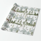 Waterverf bomen en vrolijke kerst cadeaupapier (Uitgerold)