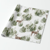 Waterverf bomen en vrolijke kerst cadeaupapier (Uitgerold)