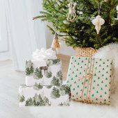 Waterverf bomen en vrolijke kerst cadeaupapier
