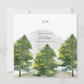  Waterverf Bomen Landschap Monogram Huwelijk Aankondiging (Achterkant)