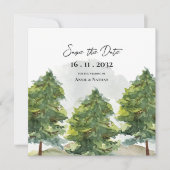  Waterverf Bomen Landschap Monogram Huwelijk Aankondiging (Voorkant)