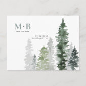 Waterverf Bomen Monogram Bruiloft Save the Date Briefkaart (Voorkant)