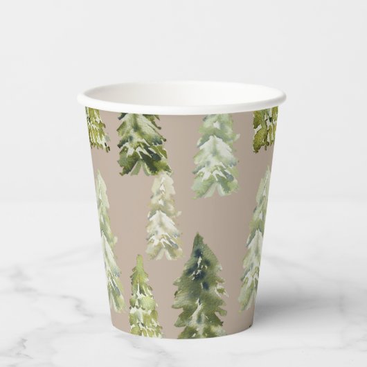 Waterverf Bomen Papier Cups Papieren Bekers (Voorkant)