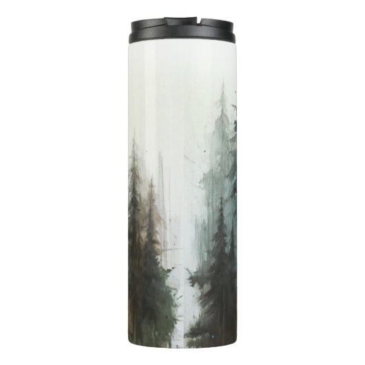Waterverf Bomen Rustieke Wildernis Bruiloft Thermosbeker (Achterkant)