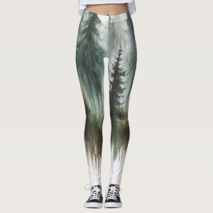 Waterverf Bomen Rustieke Wildernis Leggings