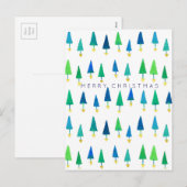 Waterverf bomen vrolijk kerstfeest feestdagenkaart (Voorkant / Achterkant)