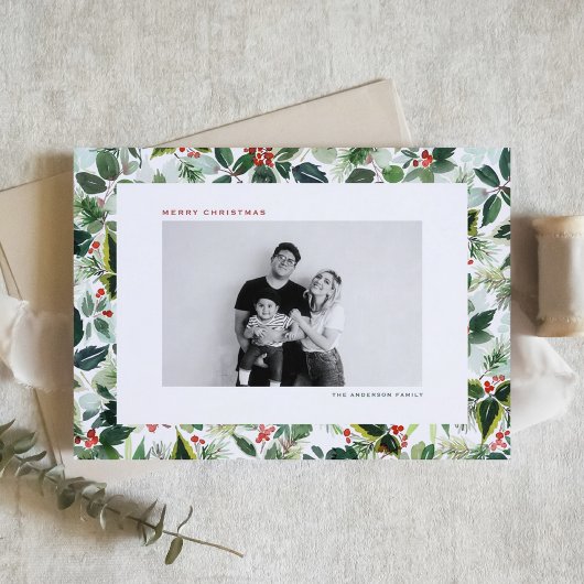 Waterverf bonte rode winterbessen kerst feestdagen kaart