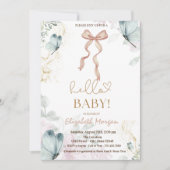 Waterverf Boog Blauwe Vlinder Stippen Baby Shower Kaart (Voorkant)