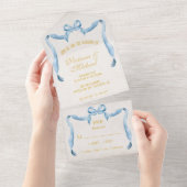 Waterverf boog lint bruiloft all in one uitnodiging (Afscheurbaar)