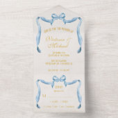 Waterverf boog lint bruiloft all in one uitnodiging (Binnen)