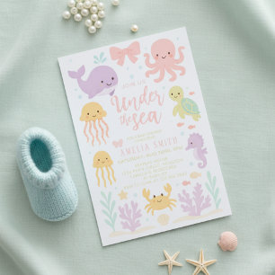 waterverf boog onder de zee baby shower kaart