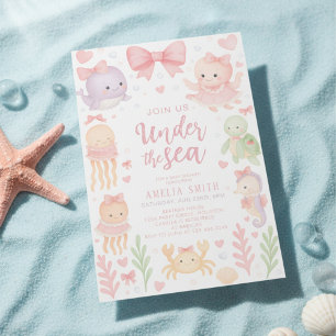 waterverf boog onder de zee baby shower kaart