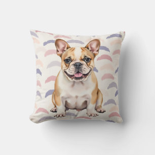 Waterverf Boog Patroon Kunst van Franse Bulldog Kussen