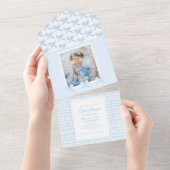 Waterverf Boogjes Gingham Aangepaste Foto All In One Uitnodiging (Afscheurbaar)