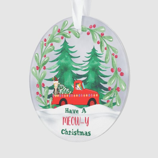 Waterverf Boom en  katten Ornament (voorkant)