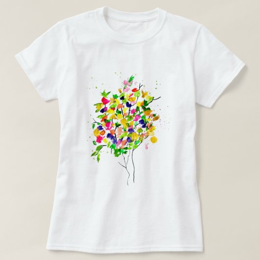 Waterverf boomkleurrijke abstracte T-shirt (Design voorkant)
