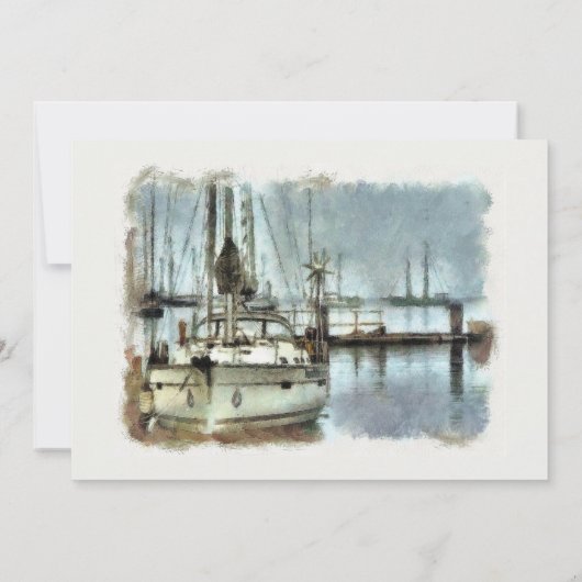 Waterverf boot Mannen verjaardag Kaart (Achterkant)